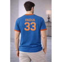 The Fit Theory Men Blue India 33 Printed Short Sleeves Jersey