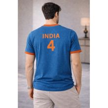 The Fit Theory Men Blue India 4 Printed Short Sleeves Jersey