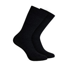 Footprints Odour Free Organic Cotton Mens Formal Bamboo Ribbed Socks Black