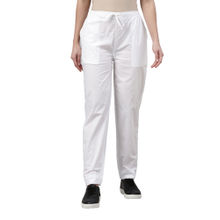 Go Colors Women Solid White Mid Rise Cotton Pants