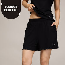 Nykd By Nykaa Summer Essential Soft and Comfy Breathable Rib Lounge Shorts-NYS910-Jet Black