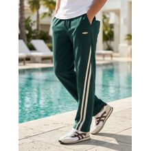 Nobero Men Blue Side Stripe Cut and Sew Straight Fit Trackpant