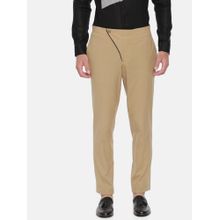 MAYANK MODI Men's Khaki Solid Cotton Trouser