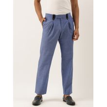 MAYANK MODI Men's Blue Solid Cotton Pant