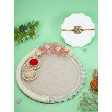 AAPNO RAJASTHAN Agnes Luxe Mirror Work Thali with Classic Kundan Square Rakhi