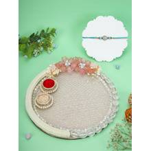 AAPNO RAJASTHAN Agnes Luxe Mirror Work Thali with Protective Blue Rakhi