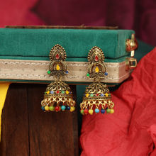 Anika's Creations Traditional Gold Plated Party Wear Antique Multicolour Jhumka Earring