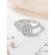 925 Silver 1.5 Carat American Diamond Adjustable Ring for Women and Girls