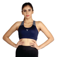 Veloz Women's Multisport Wear - Sports Bra V Flex Patch & Piping Pattern With Pads- Blue