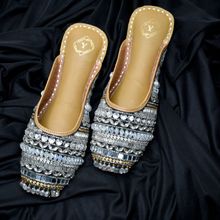 YASSIO Women Embroidered Amani Mules Silver