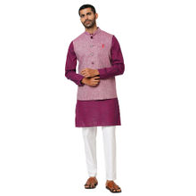 Indivisual Men's Two tone Yarn Dyed Maroon Oak Nehru Jacket