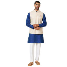 Indivisual Men's Two tone Dobby Vintage Beige Nehru Jacket