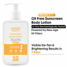 Aravi Organic Oil-Free Sunscreen Body Lotion SPF 50 PA++++, For Oily & Dry Skin, In-Vivo Tested