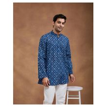 Fabindia Cotton Dabu Printed Indigo Short Kurta