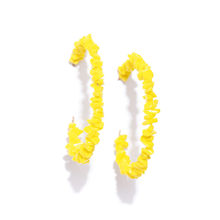 Blueberry Yellow Colour Beaded Detailing Hoop Earring