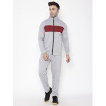 CHKOKKO Maroon Grey Men Winter Tracksuit For Gym And Sports