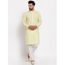 Mohanlal Sons Men Lemon Embroidered Georgette Kurta