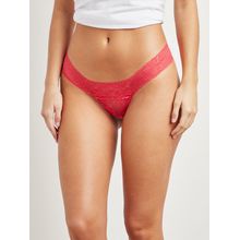 N-Gal Women's Cheeky Lace Mid Waist T Back Thong Panty - Pink