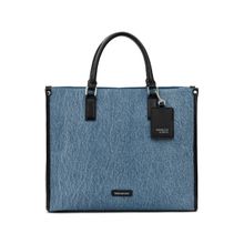 MIRAGGIO Denice Denim Oversized Tote Bag with Crossbody Strap For Women - Navy Blue (XL)