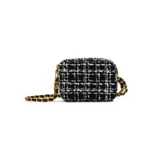 MIRAGGIO Donna Tweed Mini Crossbody Bag For Women -Black (S)