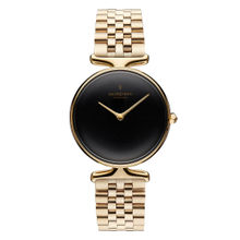 Nordgreen Unika Black Dial With Gold 5-Link Watch Strap For Women