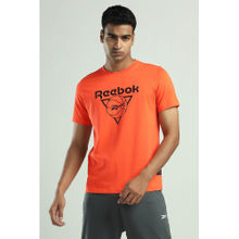 Reebok Orange Printed Regular Fit T-Shirt