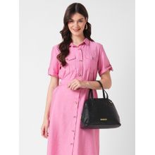 Caprese Women Basil Black Medium Satchel Bag with Detachable Strap