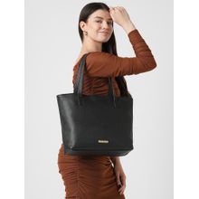 Caprese Women Tarry Black 15.6 Inch Laptop Compatible Large Tote Bag