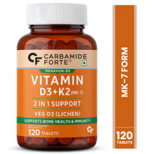 Carbamide Forte Vitamin D3 K2 Supplement, Supports Bone & Heart Health, Veg D3-Lichen - Tablets