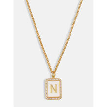 Tipsyfly White, Crystal & Gold Initial Necklace - N