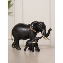 HOME 360 Elephant Figurine, Mother And Baby Showpiece - Black
