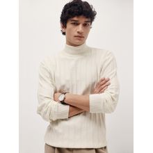 Andamen Men Cotton White High Neck Sweater