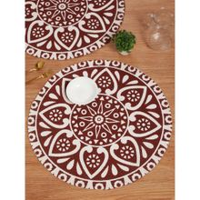 HOSTA HOMES Hhctm1 Cotton Digitally Printed Centre Table Mat Brown-White