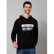 Cantabil Men Black Hooded Full Sleeve Sweatshirt