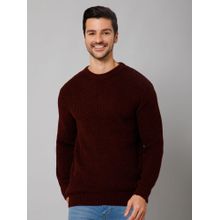 Cantabil Men Rust Full Sleeves Sweater