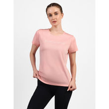 SKECHERS Women Peach Polyester Round Neck T-Shirt
