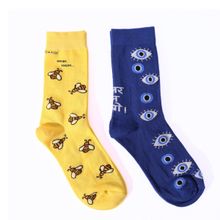 Thela Gaadi Honeybee & Evil Eye Crew Socks (Pack of 2)