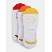 Jack & Jones Men Colorblocked White Shoe Liner Socks (Pack of 3)