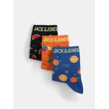 Jack & Jones Men Printed Multicolor Calf Length Socks (Pack of 3)