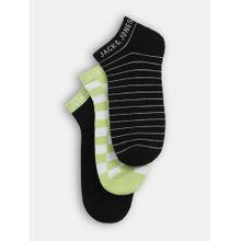 Jack & Jones Men Geometric Black Ankle Length Socks (Pack of 3)