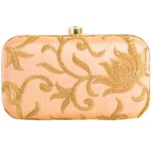 Parizaat By Shadab Khan Peach Lotus Embroidered Clutch