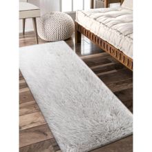 OBSESSIONS Polyester Anti-Skid Solid Bedside Runner Cream (2X5 Feet)