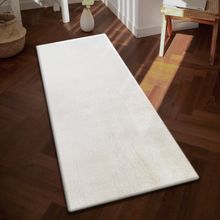 OBSESSIONS Polyester Anti-Skid Solid Bedside Runner White (2X5 Feet)