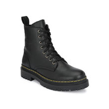 Delize Solid Black Lace-up Derby Boots