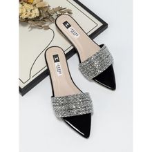 IRUSSH Crystal Pointed Black Flats