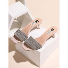 IRUSSH Nude Diamond Studded Strips Heels