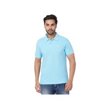 Parx Regular Fit Solid Light Blue Polo T-Shirt