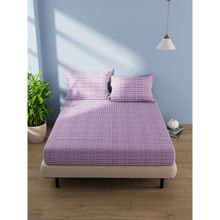 BIANCA Cotton Double Bedsheet With Pillow Covers (Amolina) Geometric-Lavender(Queen)