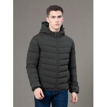 Red Tape Mens Black Solid Polyester Hood Padded Jacket
