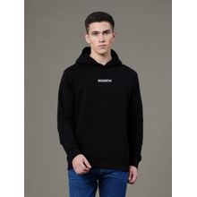 Red Tape Mens Black Graphic Print Cotton Polyester Fleece Baggy Fit Hoodie